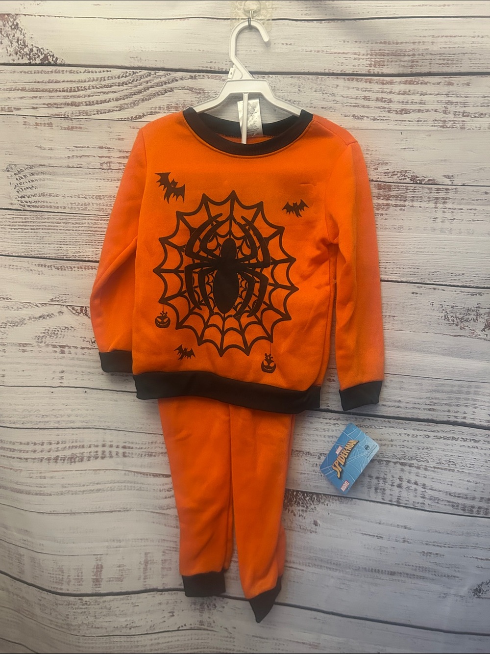 NWT Orange halloween Spider-Man Kids matching set size 6